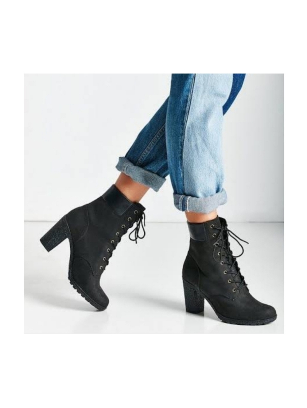 Timberland Glancy Black Leather Lace up Boots